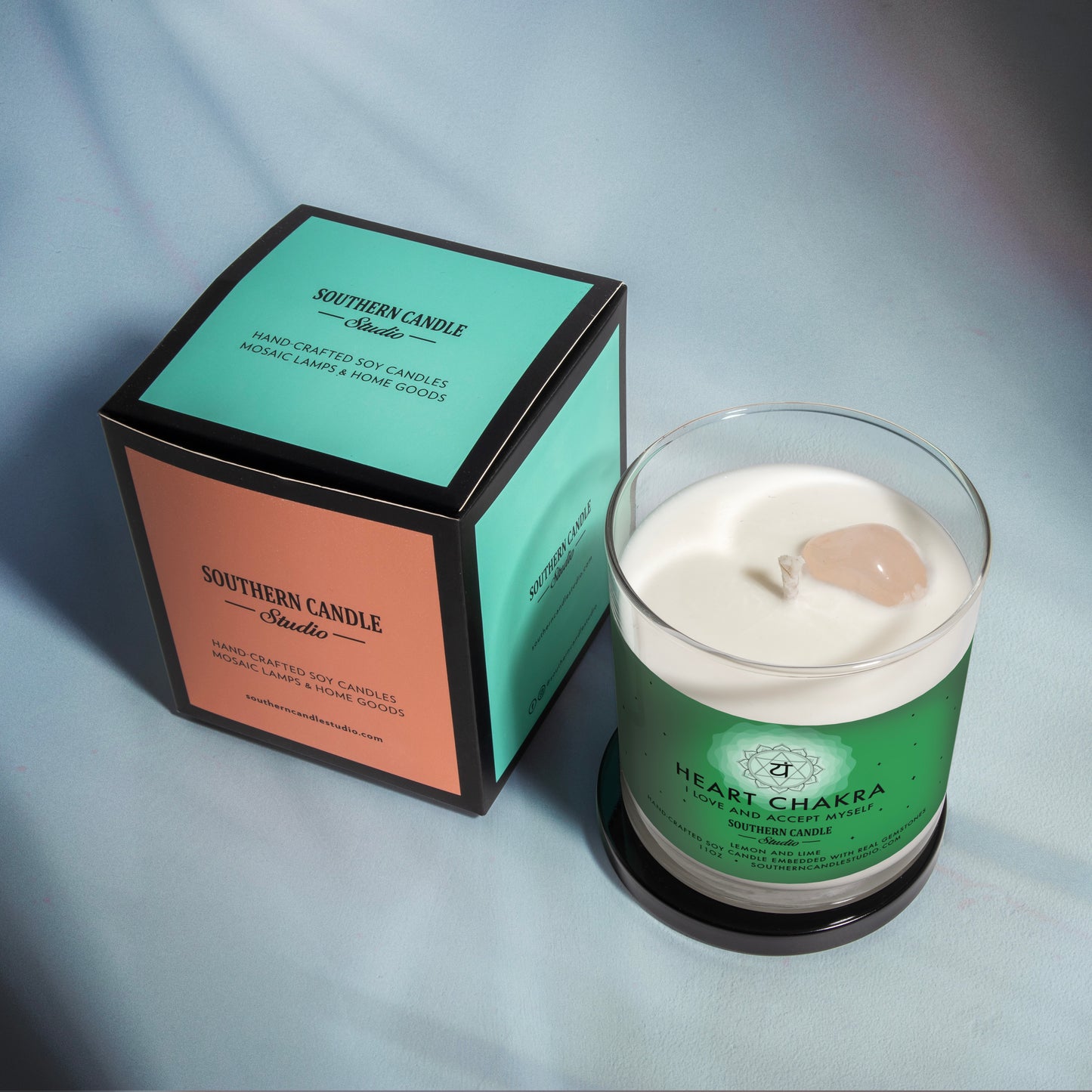Heart Chakra Gemstone Candle - Lotion Candle