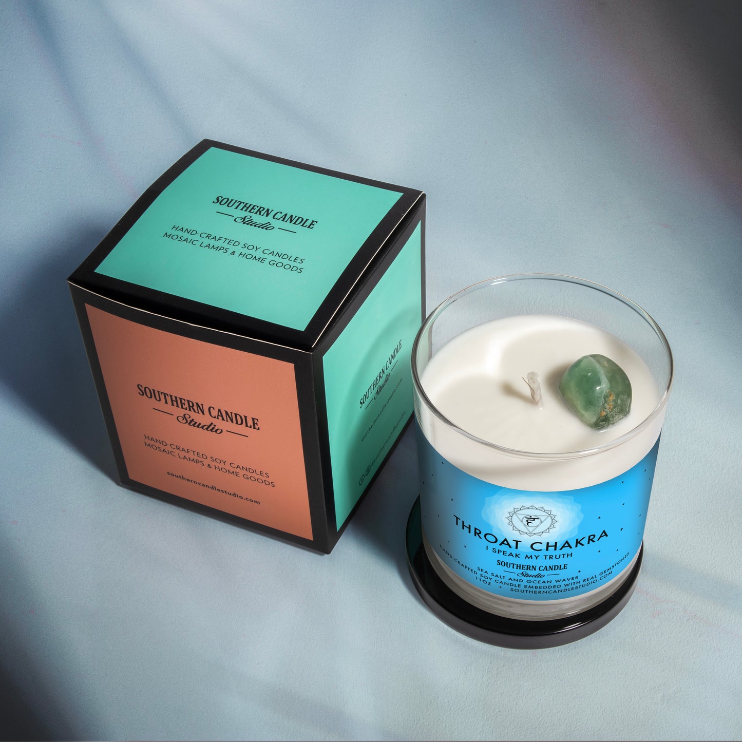 Throat Chakra Gemstone Candle - Lotion Candle