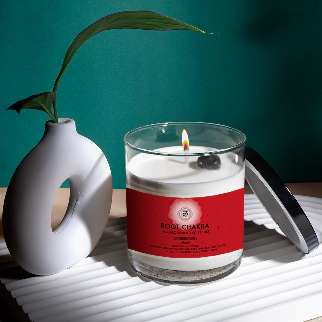 Root Chakra Gemstone Lotion Candle - Soy Candle