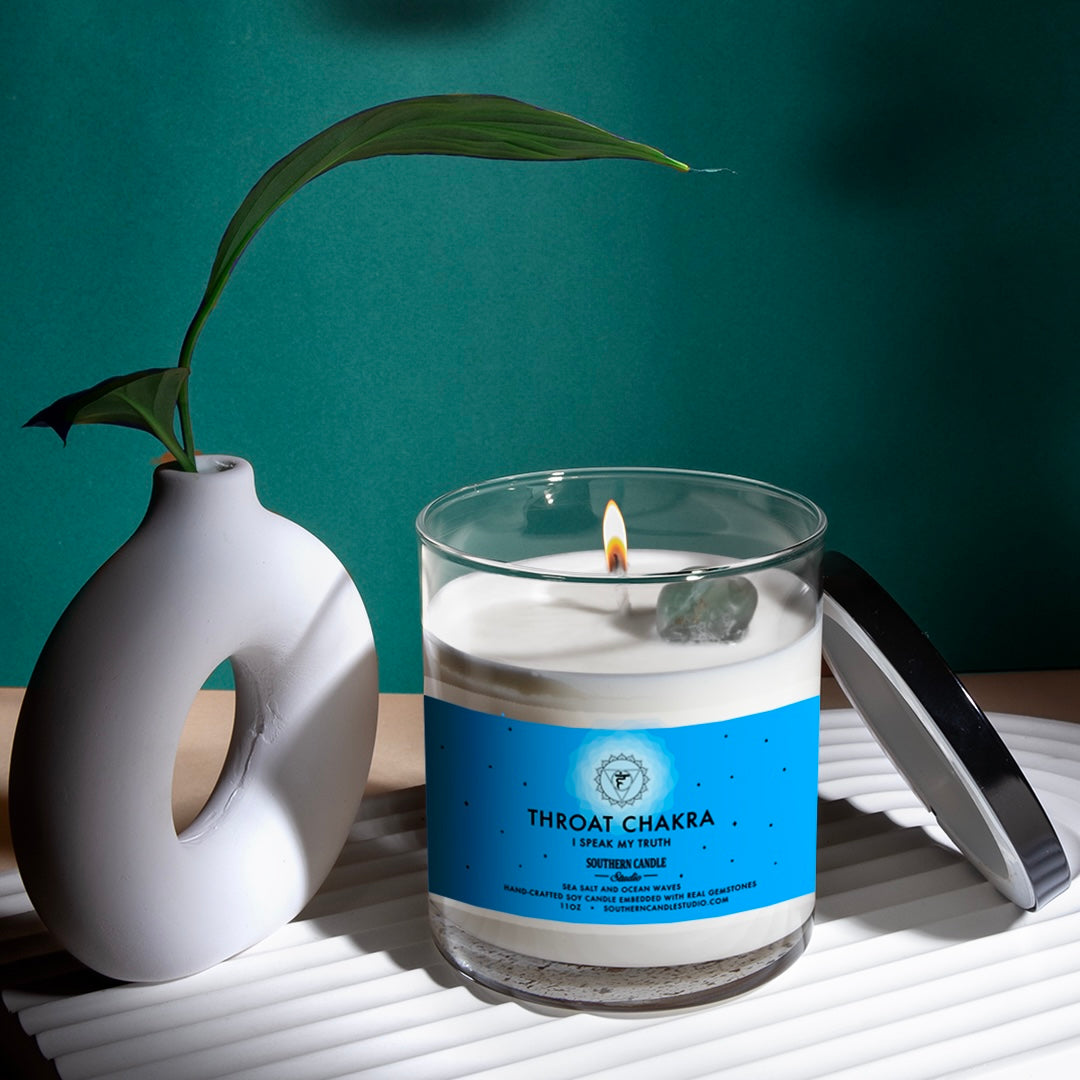 Throat Chakra Gemstone Candle - Lotion Candle