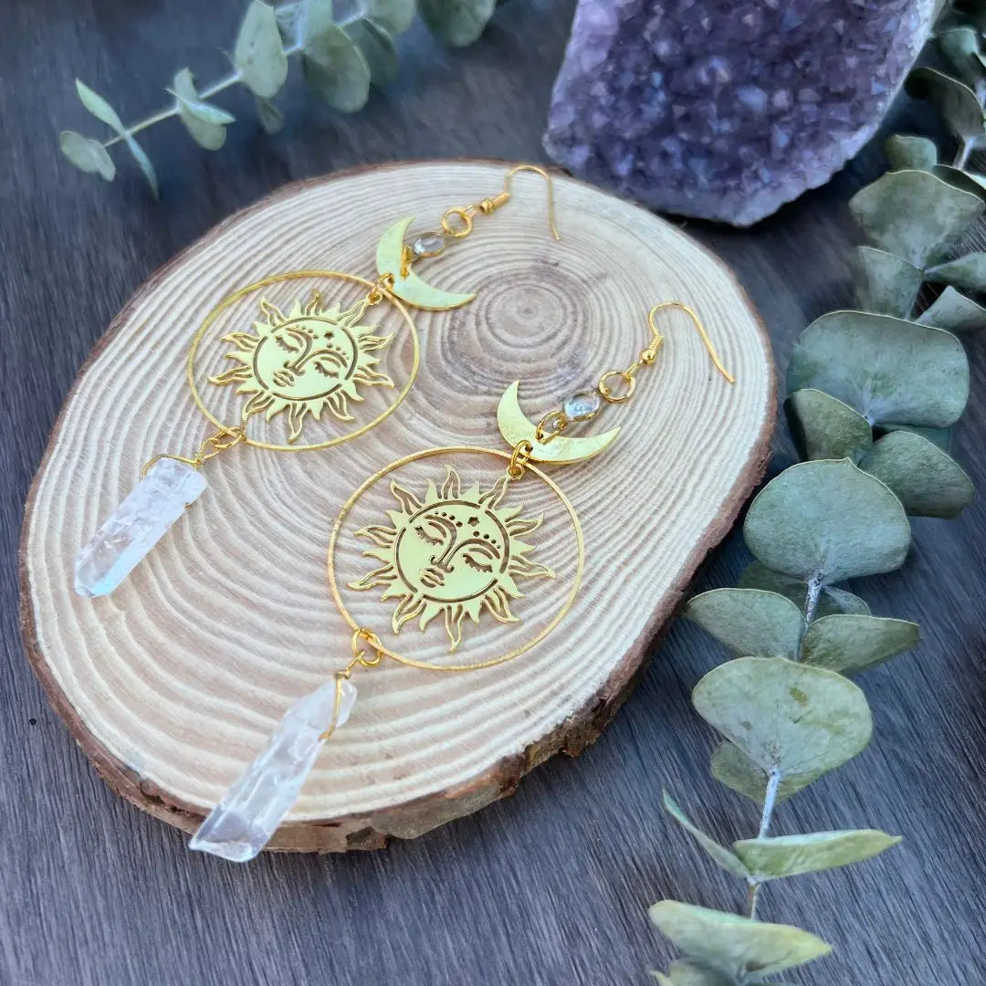 Crystal Healing Sun Earrings - 6 Pairs