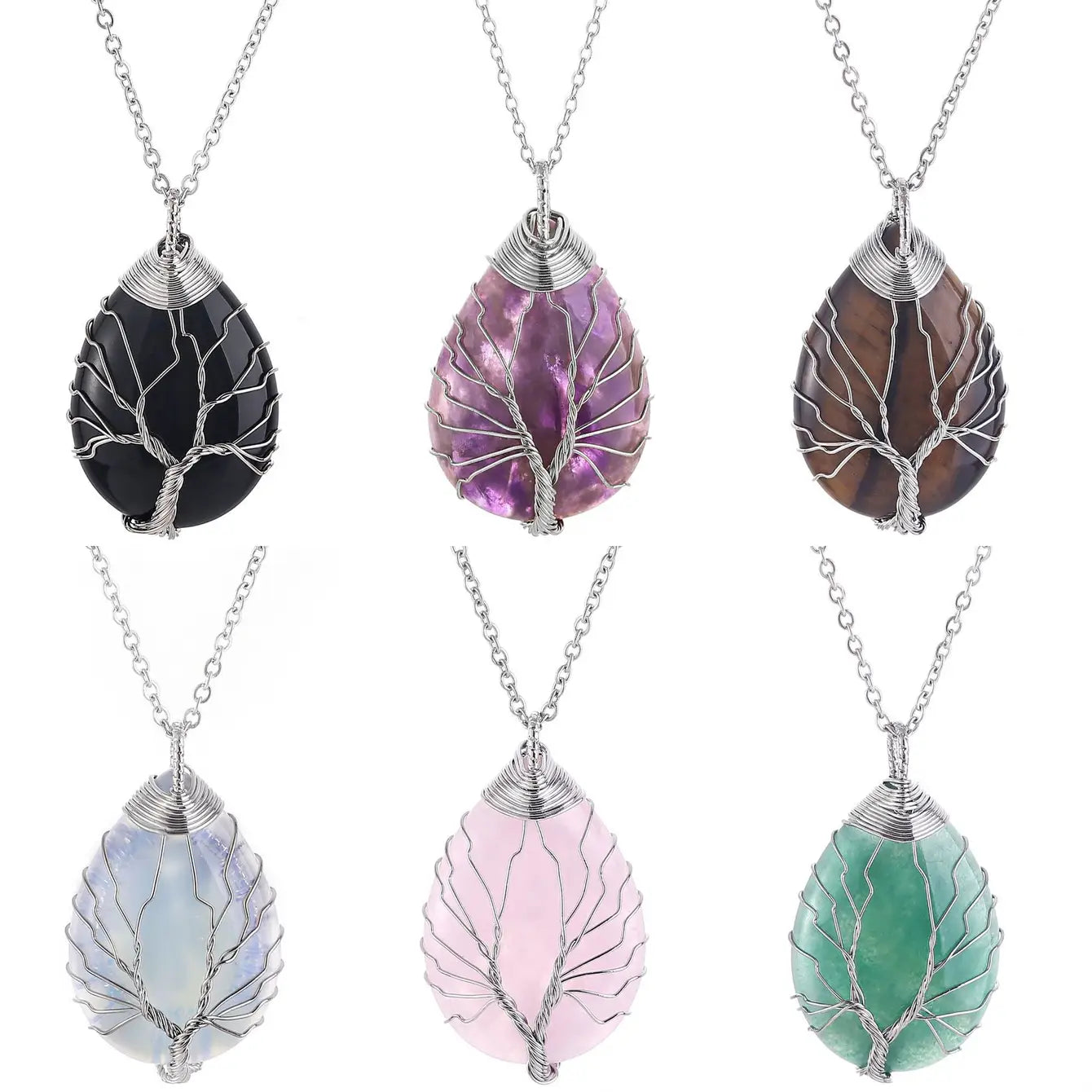Tree of Life Wire Wrapped Necklace - Assortment 12 Pcs
