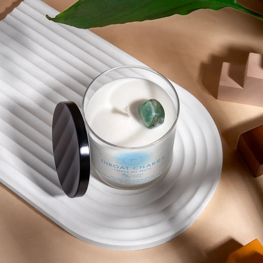 Throat Chakra Gemstone Candle - Lotion Candle
