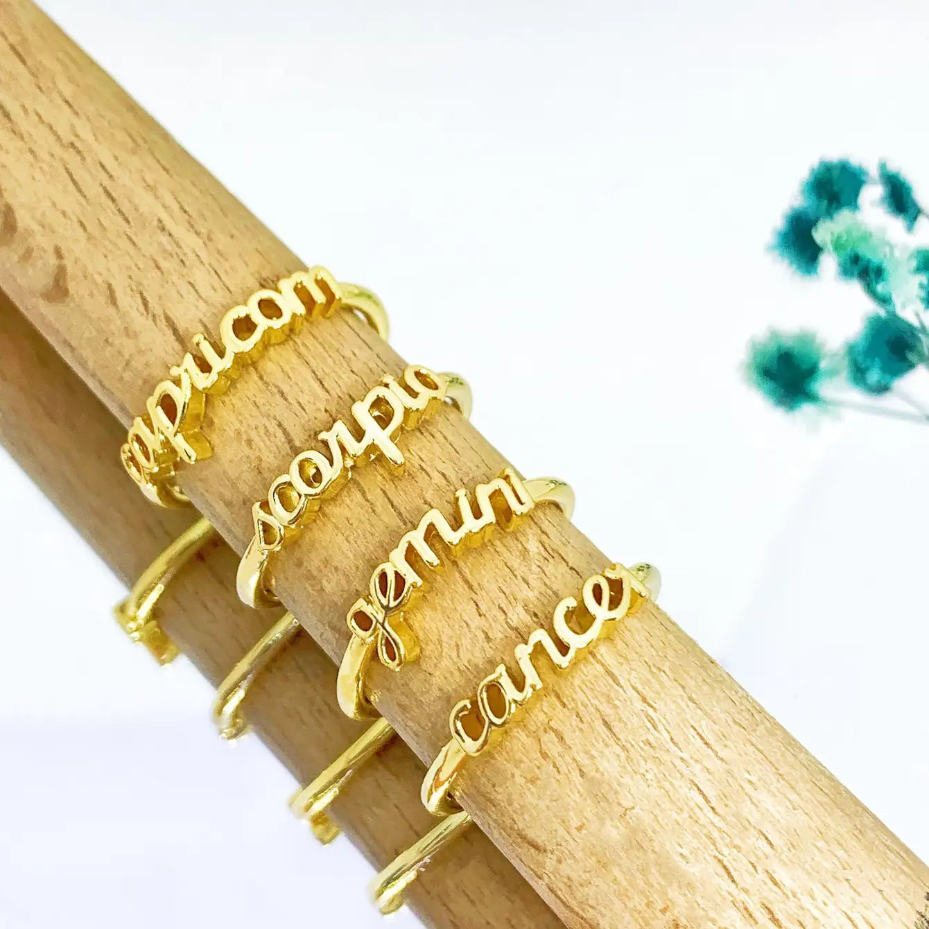 Zodiac Gold Rings - 24 Pcs