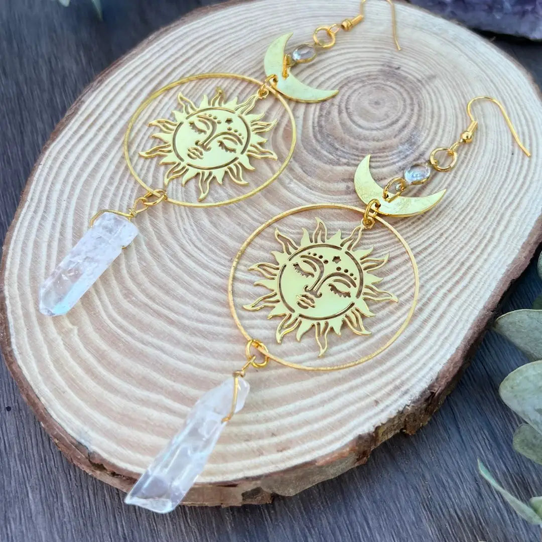 Crystal Healing Sun Earrings - 6 Pairs
