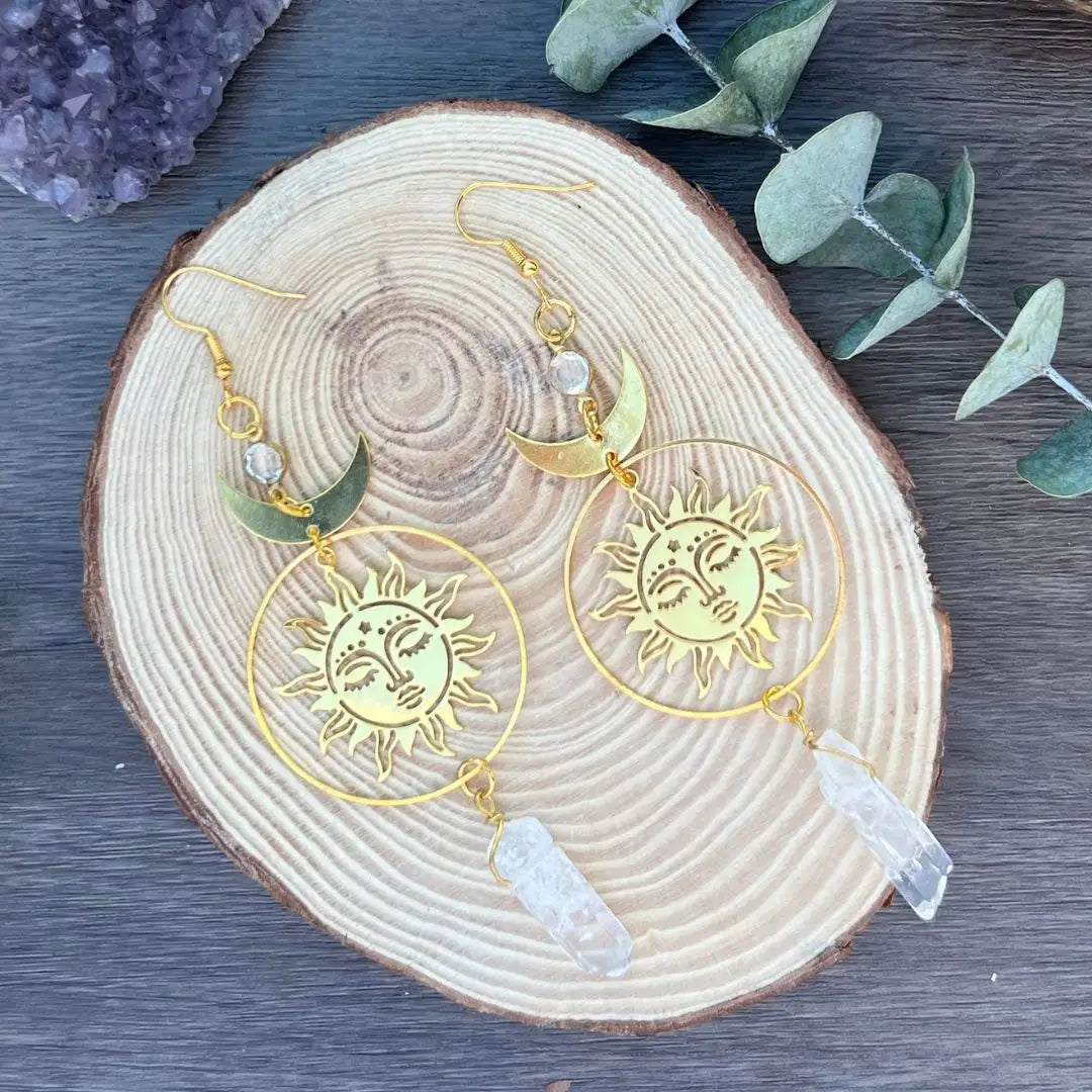 Crystal Healing Sun Earrings - 6 Pairs