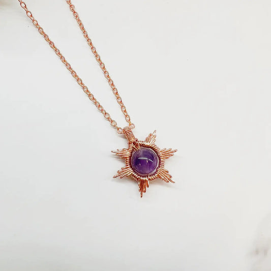 Wire Wrapped Sun Necklace - 7 Pcs
