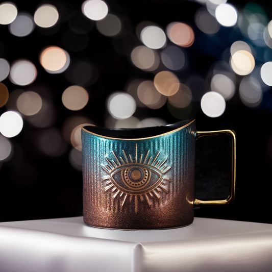 Evil Eye Coffee Mugs Bronze-Green - 8pcs