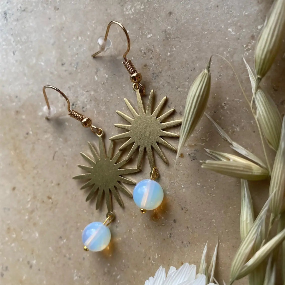 Bohemian Moon Stone Earrings - 5 pairs