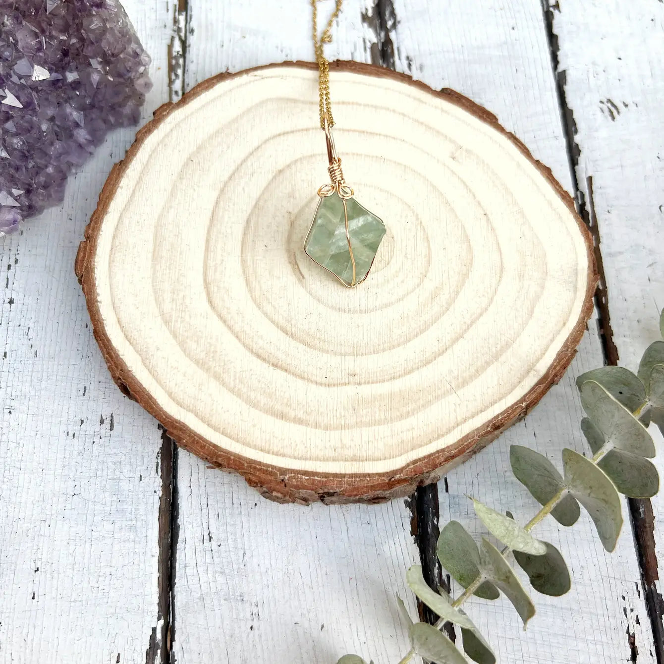 Raw Fluorite Wire Wrapped Necklace - Assortment 6 Pcs