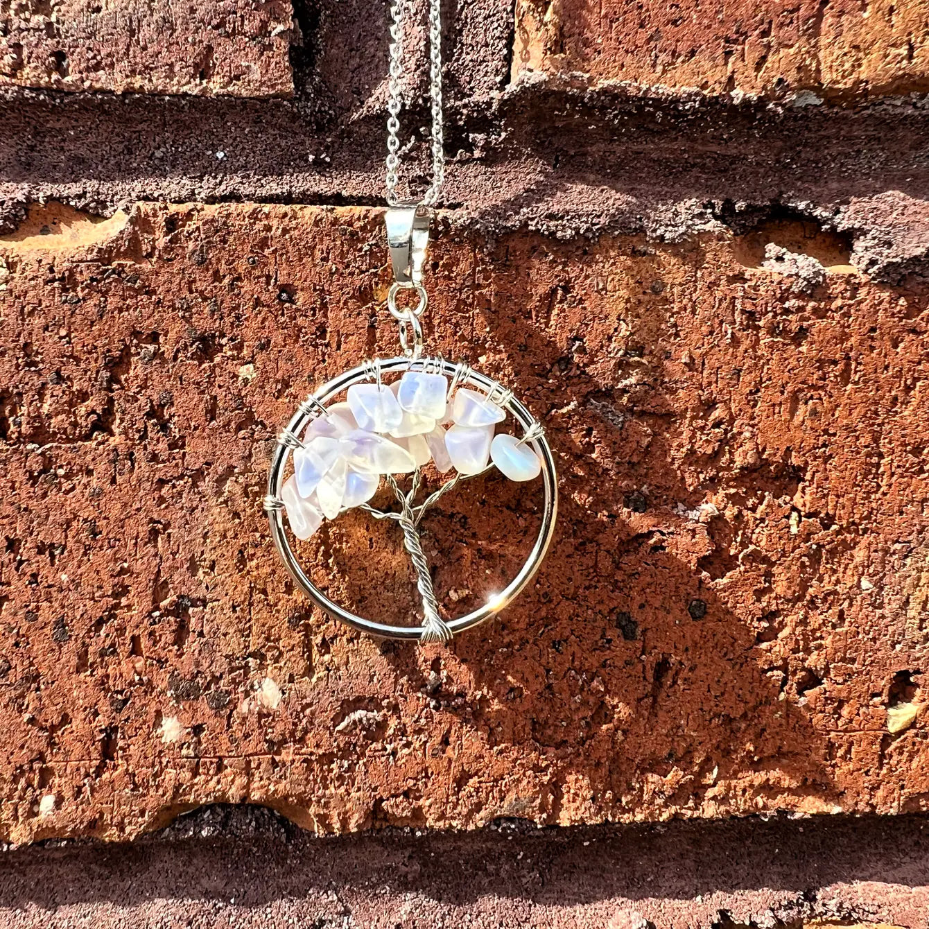 Silver Tree of Life Gemstone Necklace - Assortment 6 Pcs