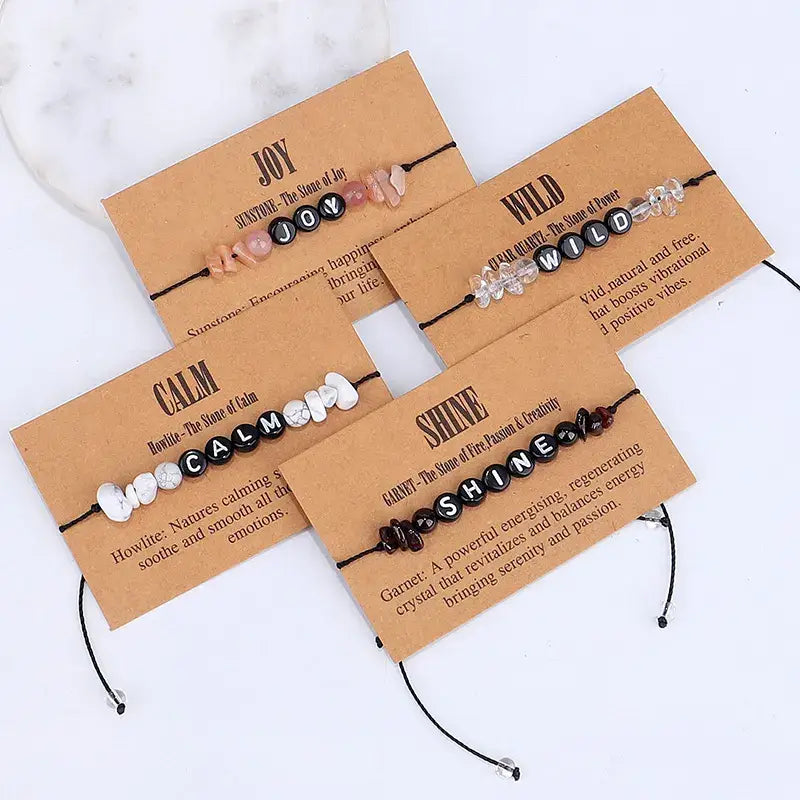 Crystal Healing Letter Bracelet - 9 Pcs
