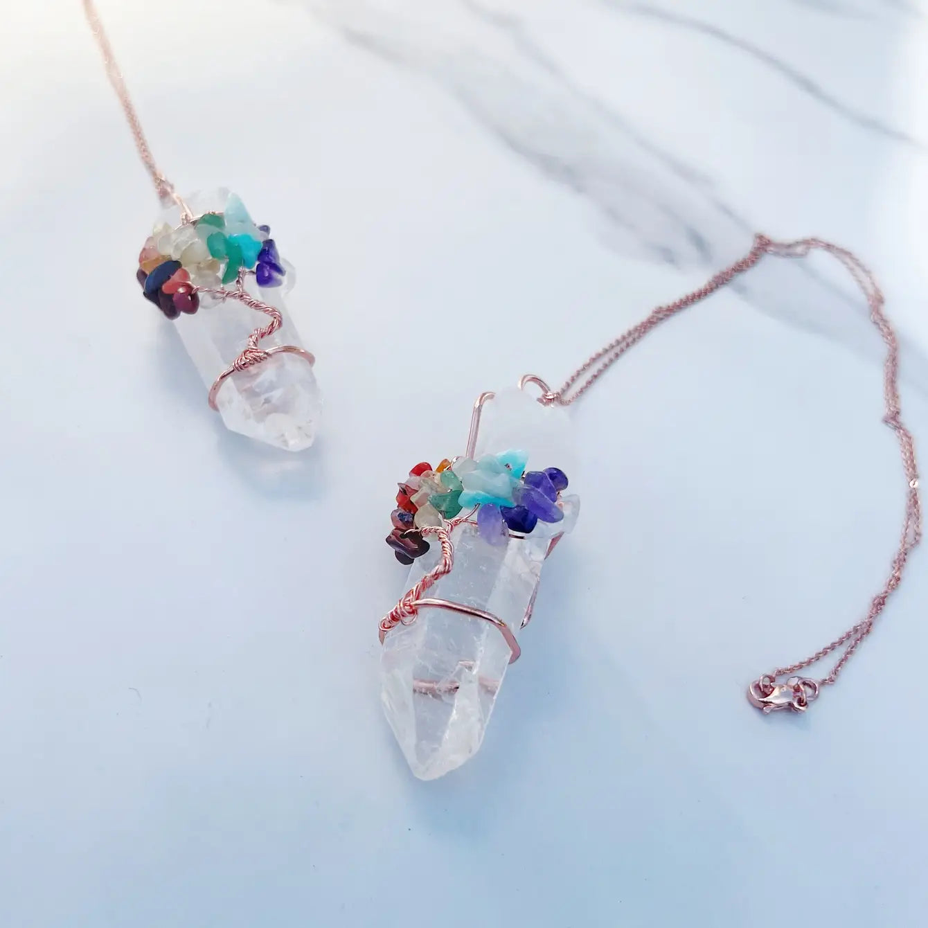 Chakra Wire Wrapped Tree of Life Dagger Necklace-3 Pcs