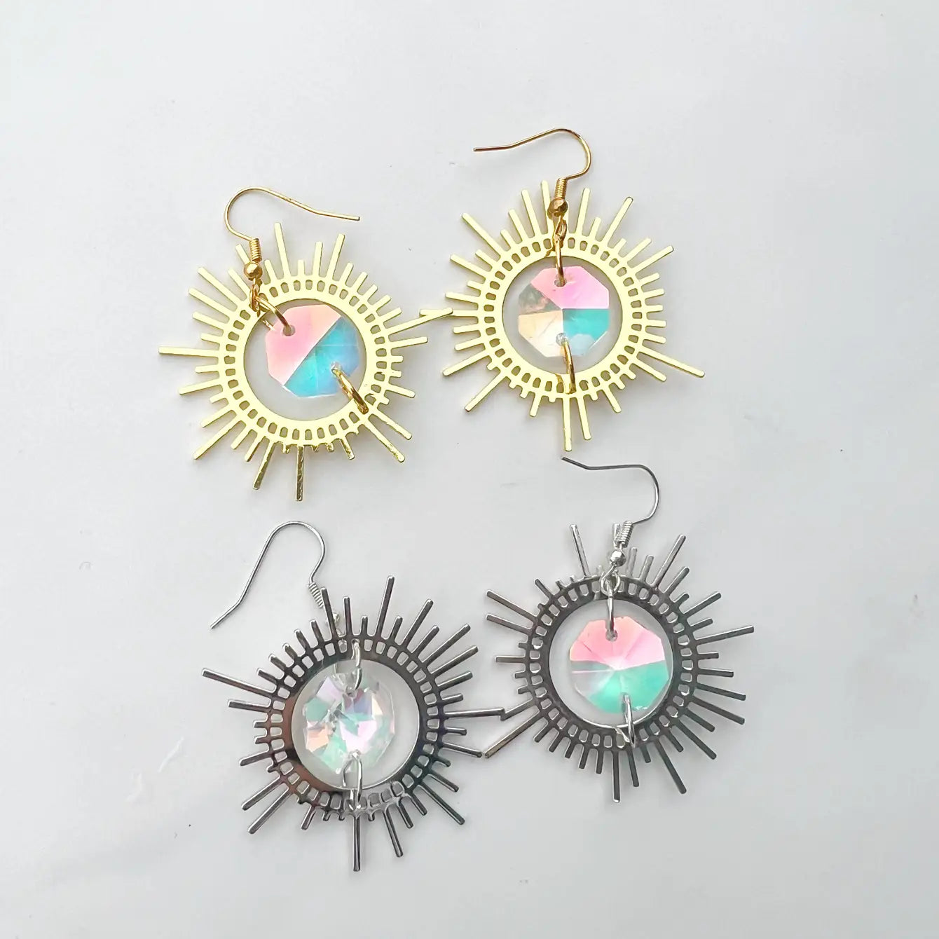 Suncatcher Iridescent Sunburst Earrings - 4 Pairs