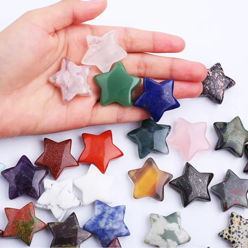 Gemstone Hand-Carved Star Shape Crystal Assortment of 20 Pcs