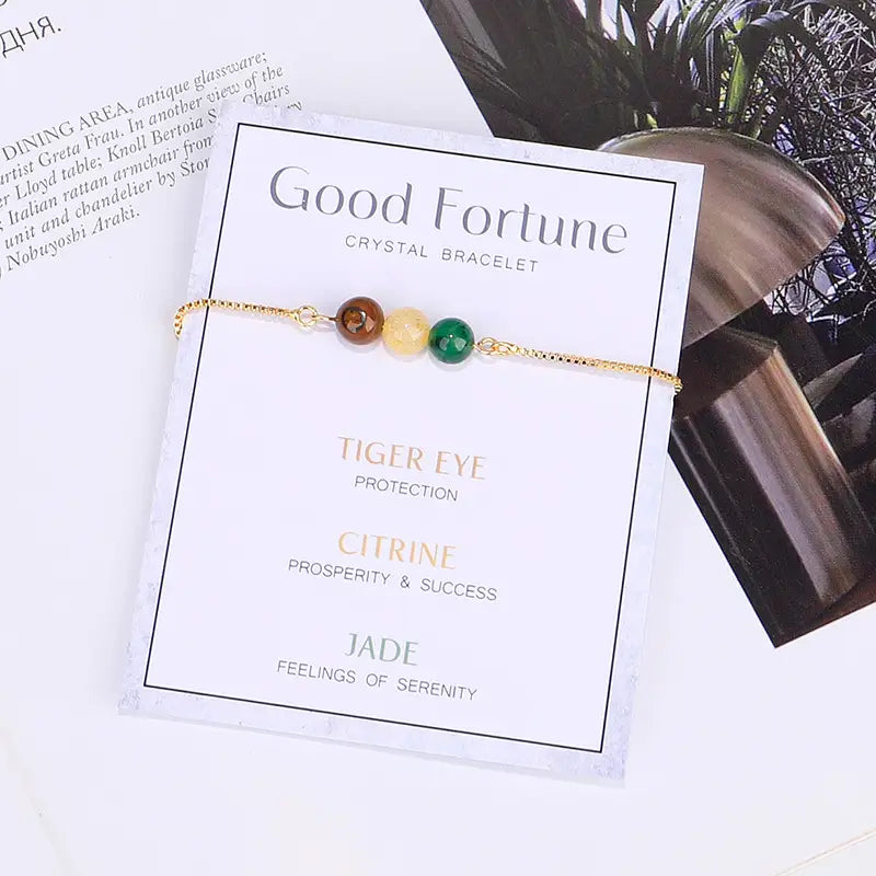 Gold Chain Empowerment Bracelets - Good Fortune - 6 Pcs