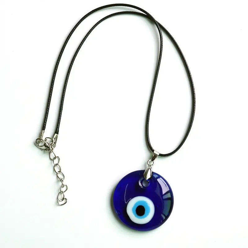 Evil Eye Protection Glass Necklace - Dark Blue 12 Pcs