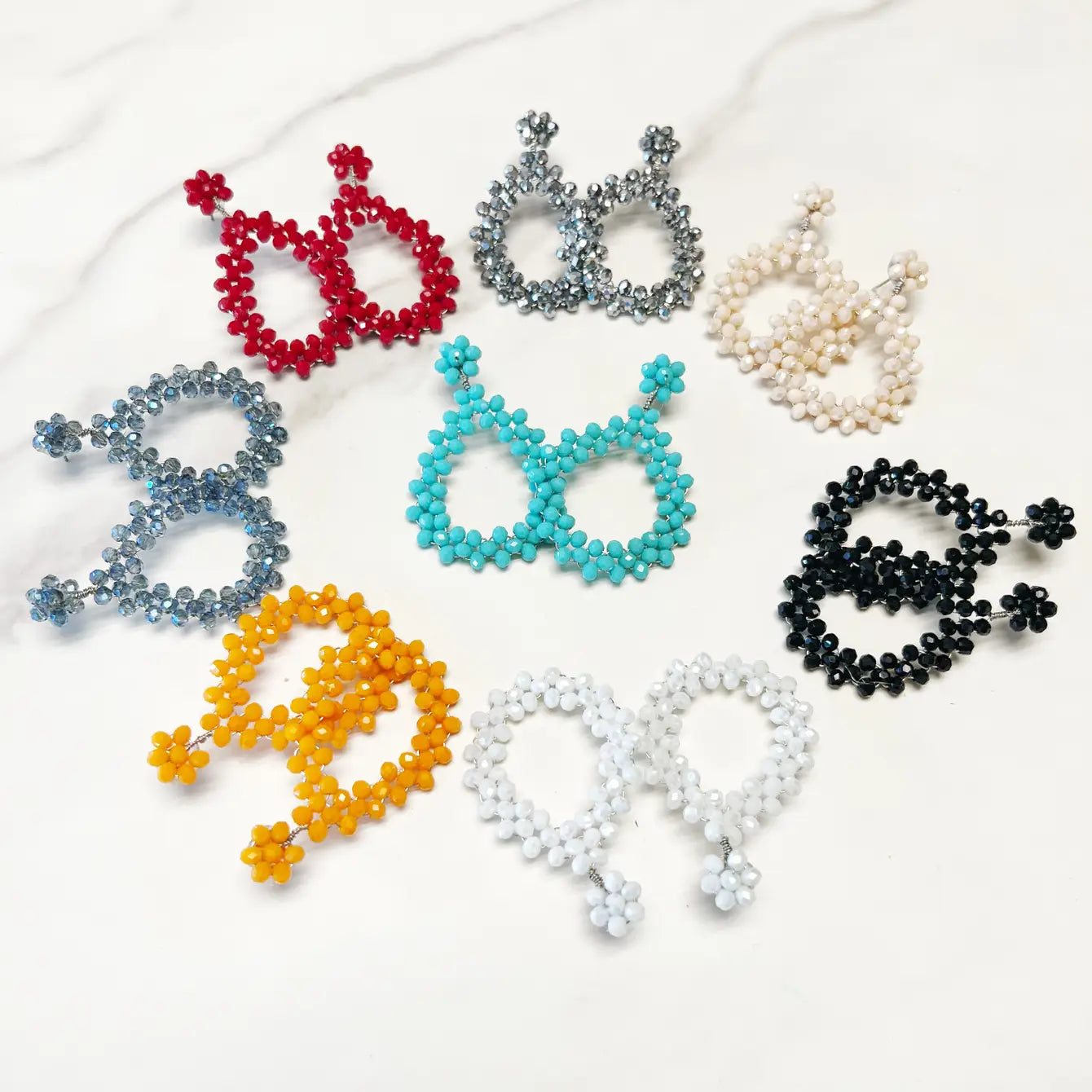 Handmade Hollow Teardrop Bead Earrings - Assortment 9 Pairs