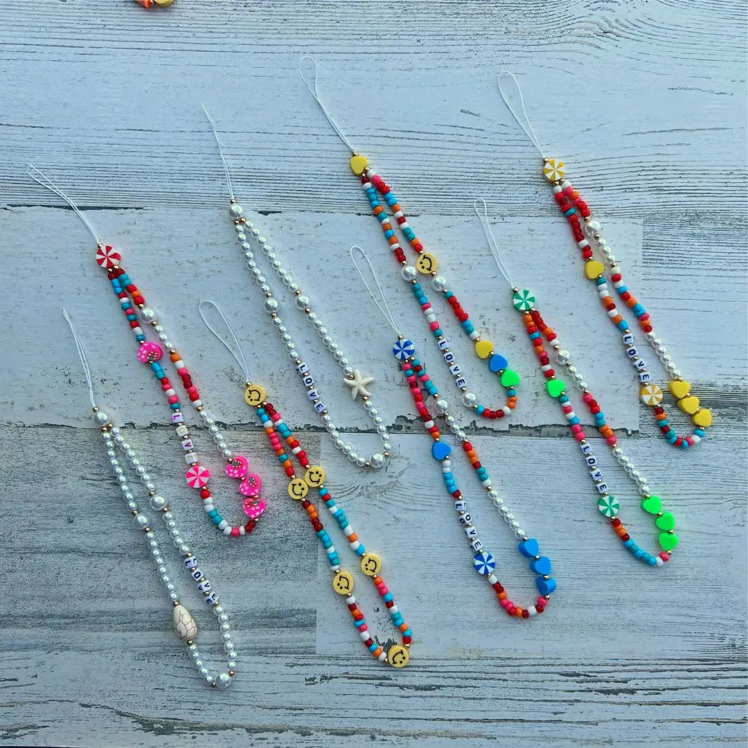 Cell Phone Chain-Happy Beads - with Display