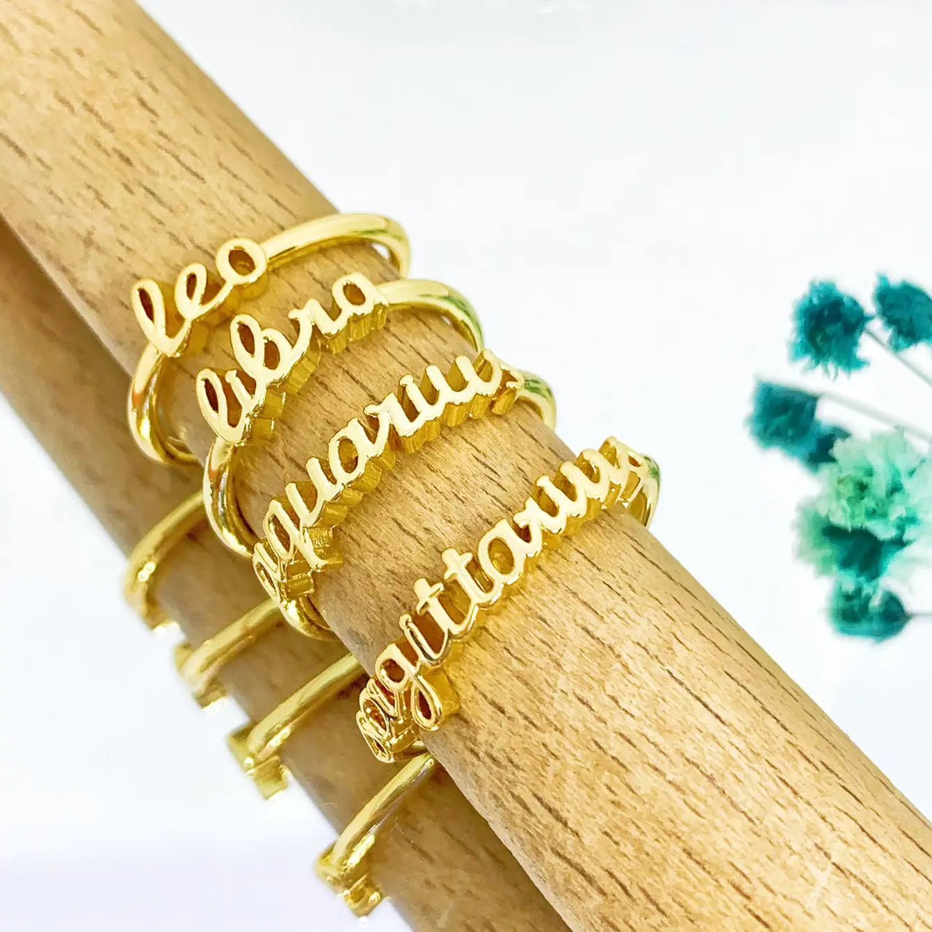 Zodiac Gold Rings - 24 Pcs