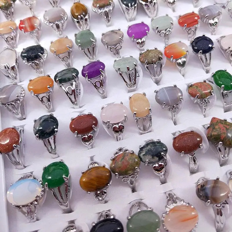 Genuine Semi Precious Gemstone Ring Set -100 Pcs