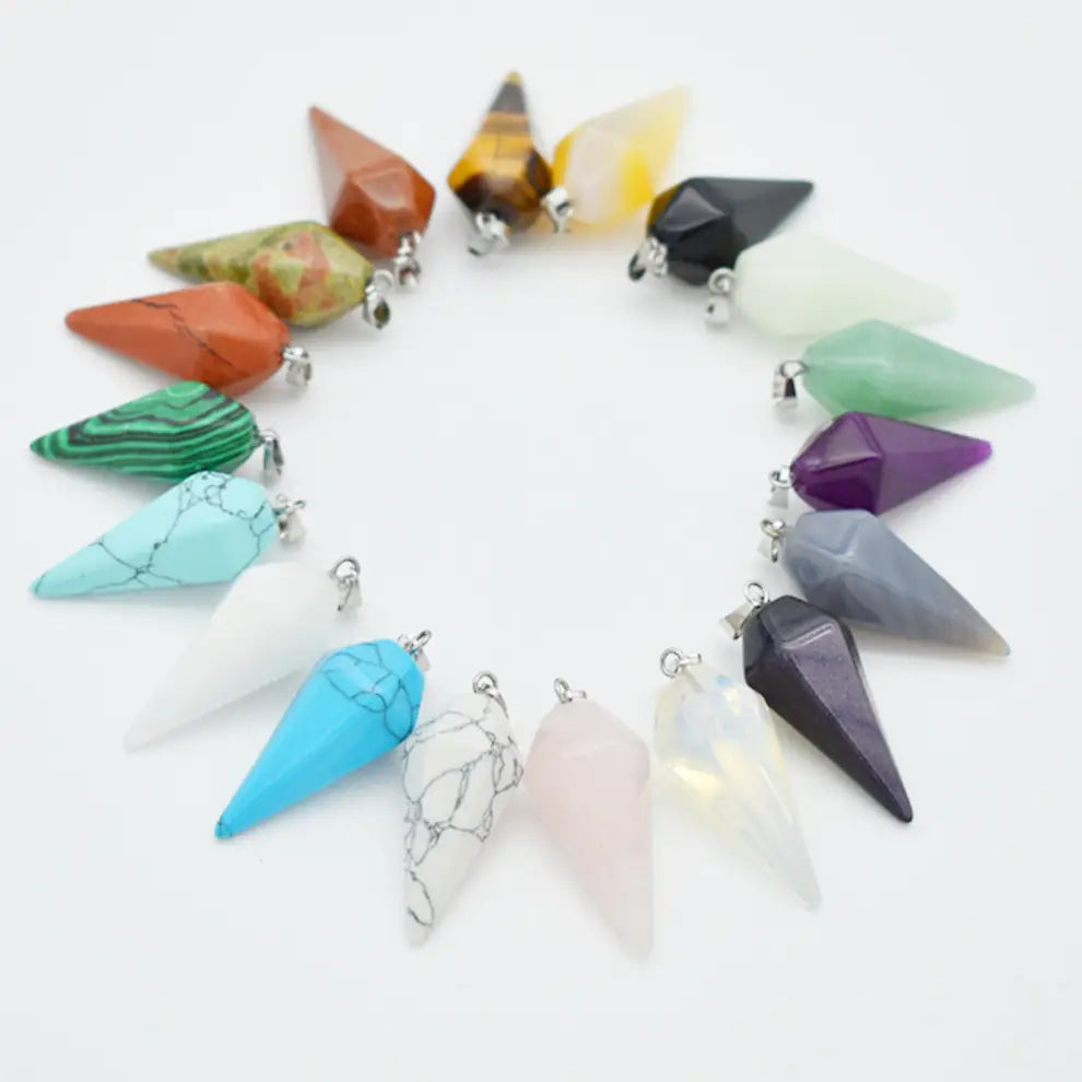 Gemstone Pendulum Point Pendant - Assortment 20 Pcs