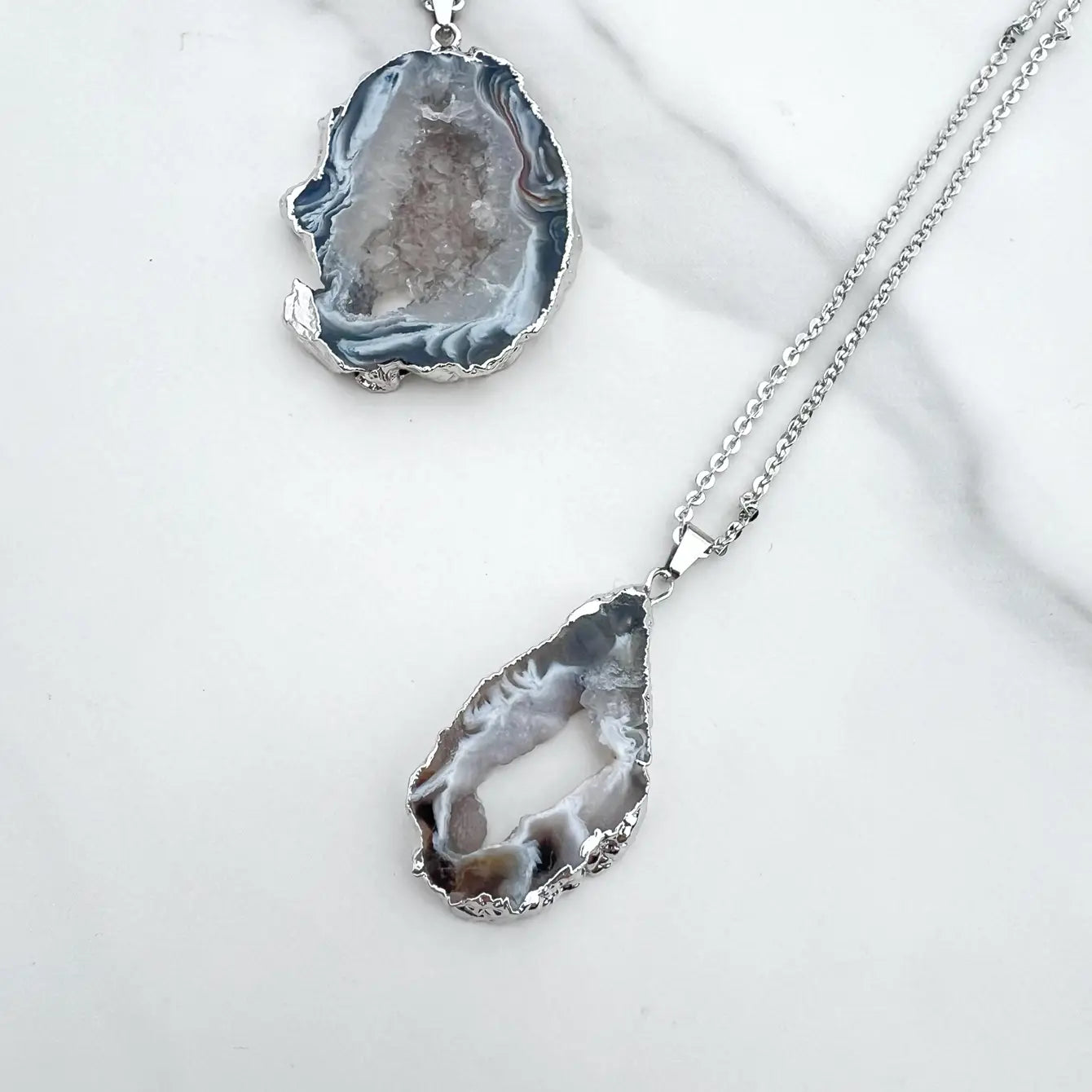 Geode Slice Crystal Necklace - 4 Pcs