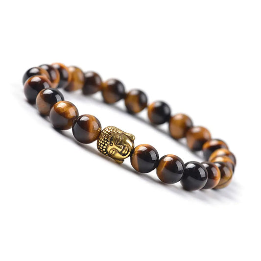 Buddha Bracelet - Tiger Eye Stone - 12pcs