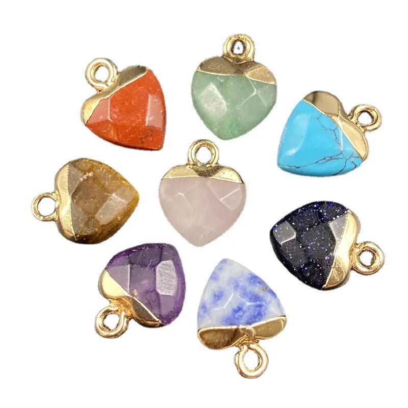 Heart Shape Faced Gemstone Pendant - Assortment 20 Pcs