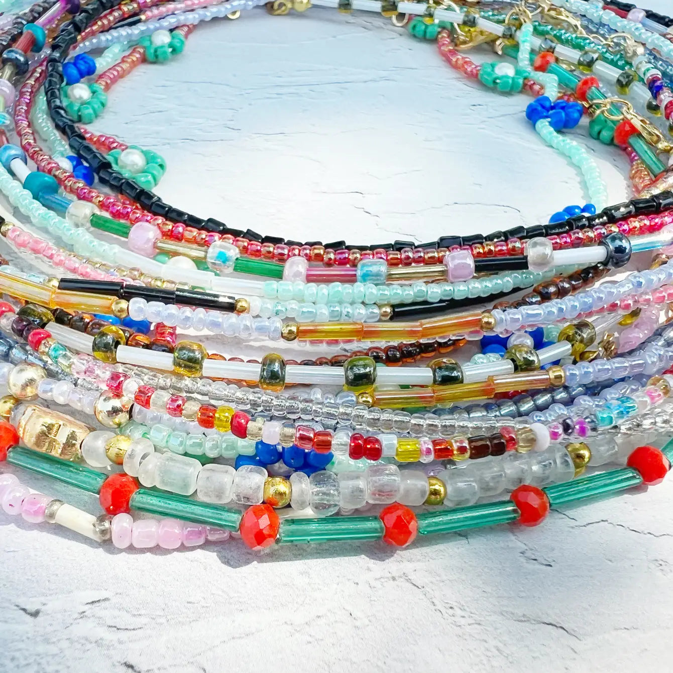 Summer Vibe Beaded Seed Necklace-Assortment 20 Pcs