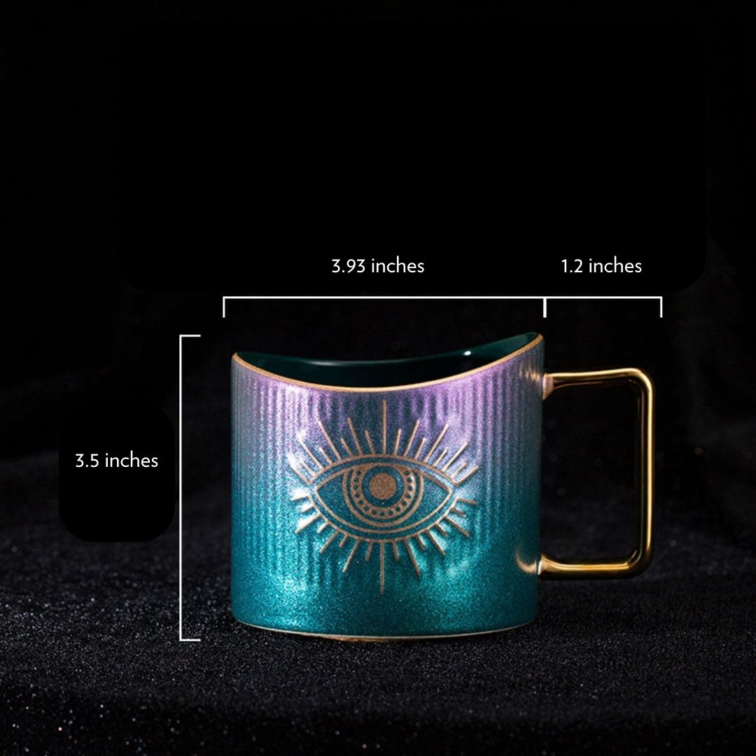 Evil Eye Coffe Mugs Green-Purple 8pcs