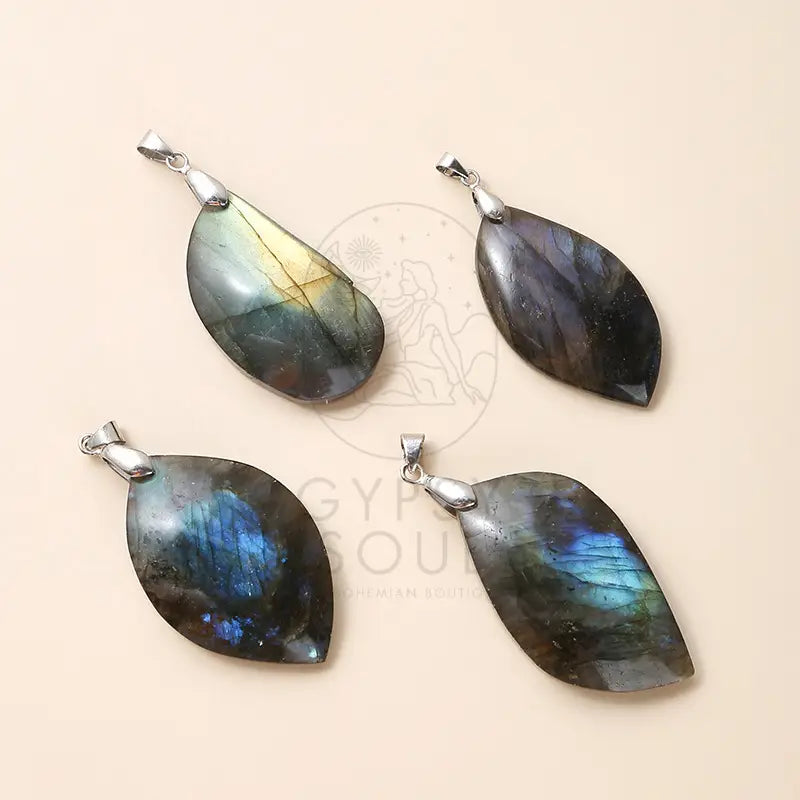 Genuine Gemstone Labradorite Pendant - 10 Pcs