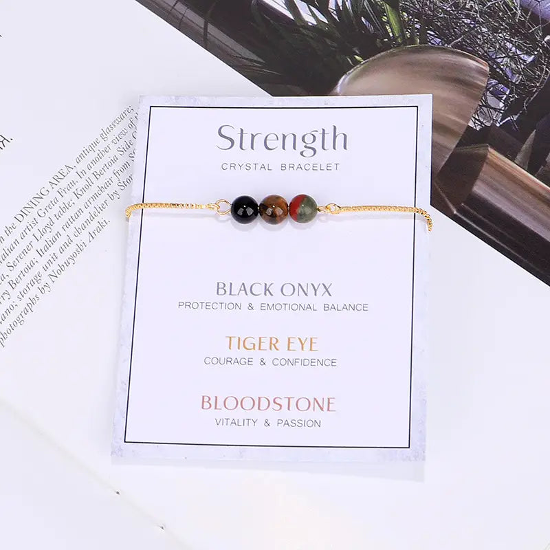 Gold Chain Empowerment Bracelets - Strength - 6 Pcs