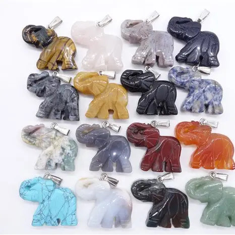 Lucky Elephant Gemstone Pendant - Assortment 10 Pcs