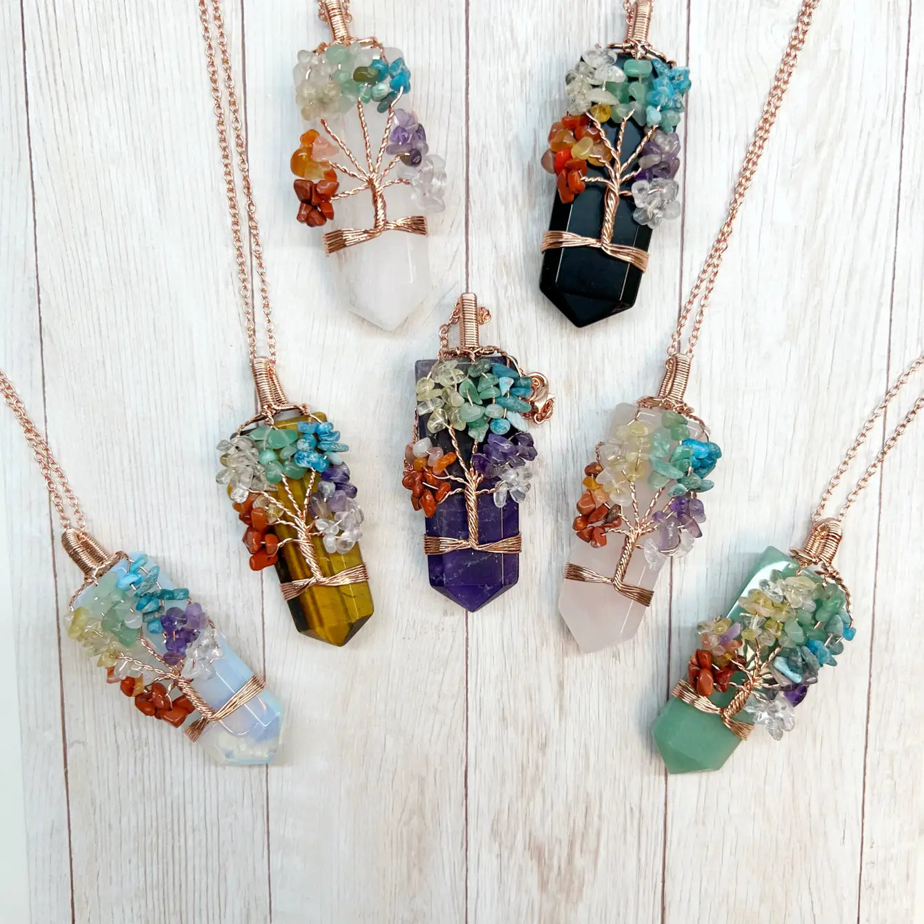 Healing Chakra Life of Tree Necklace - 7 pcs