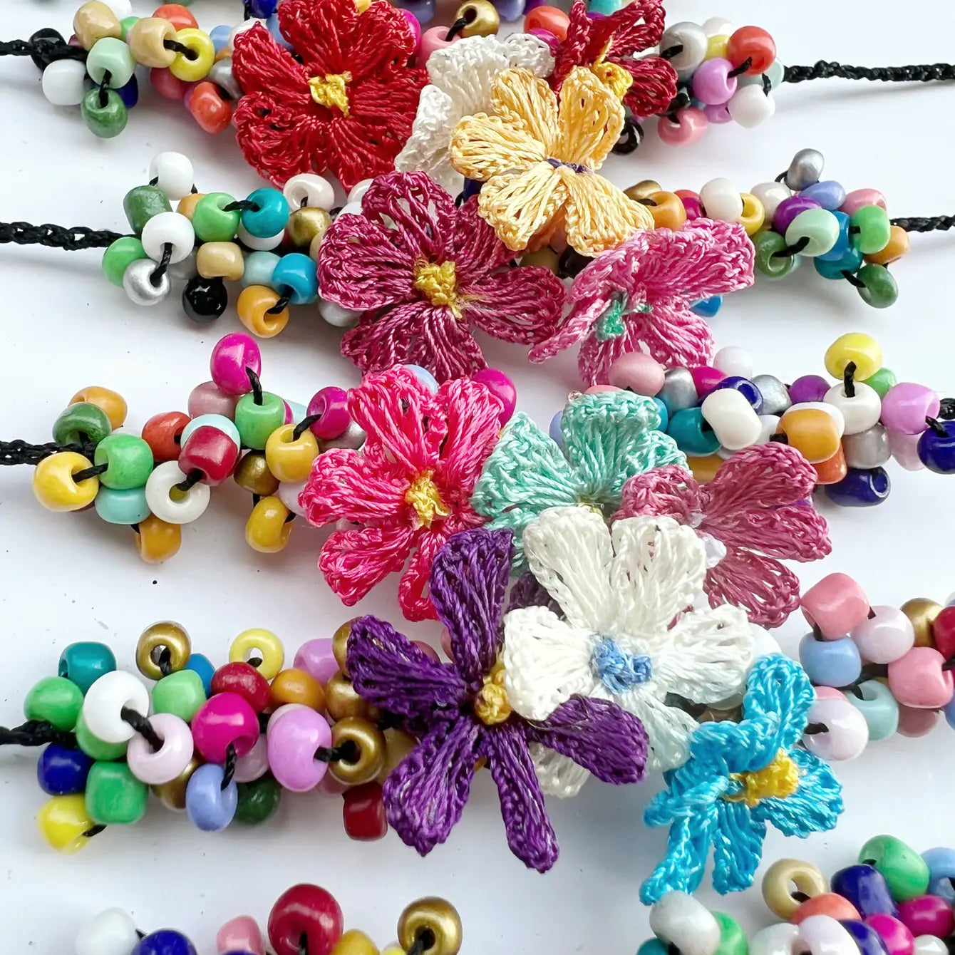 Floral Blossom Crochet Beaded Bracelet/Anklet - 12pcs