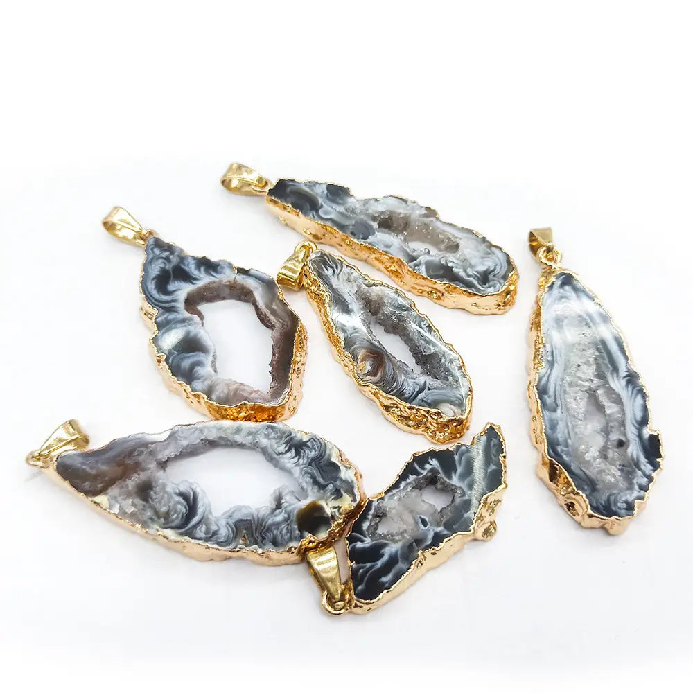 Geode Slice Crystal Necklace - 4 Pcs