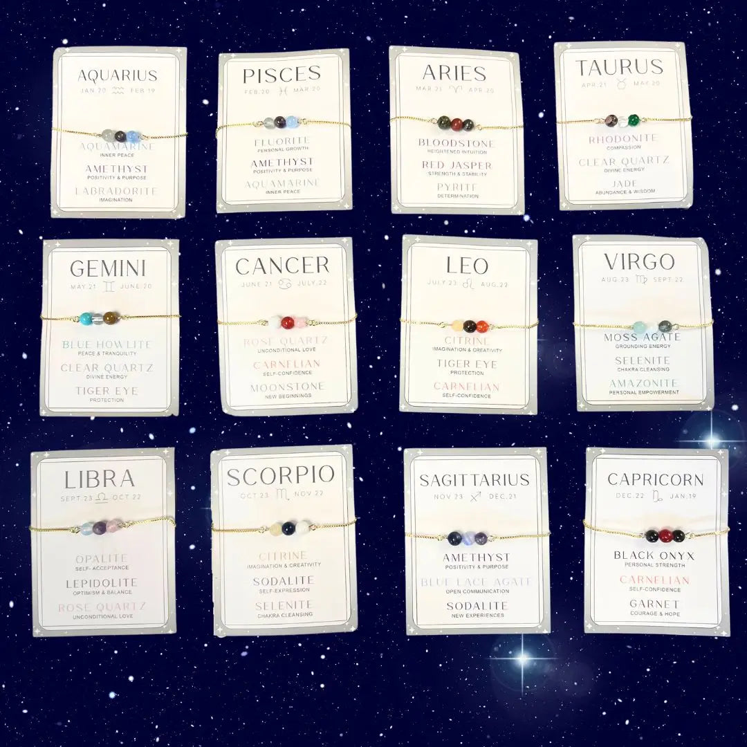 Gold Chain Adjustable Zodiac Bracelets - 12 Pcs