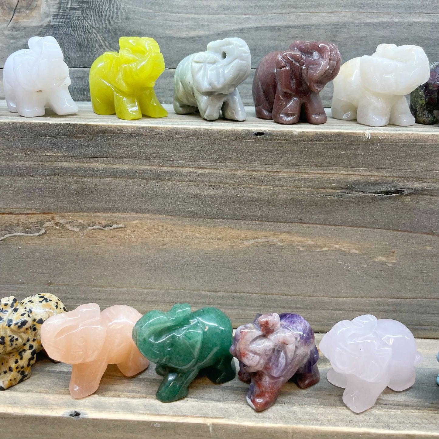 Gemstone Hand Carved Elephant Figurine - Assortment 12 Pcs