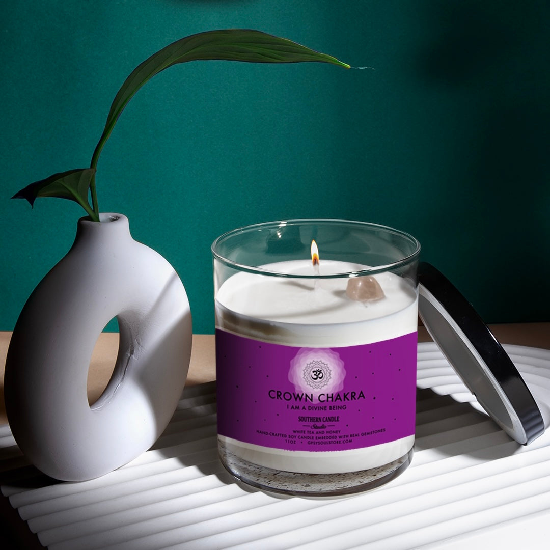 Crown Chakra Gemstone Candle - Lotion Candle