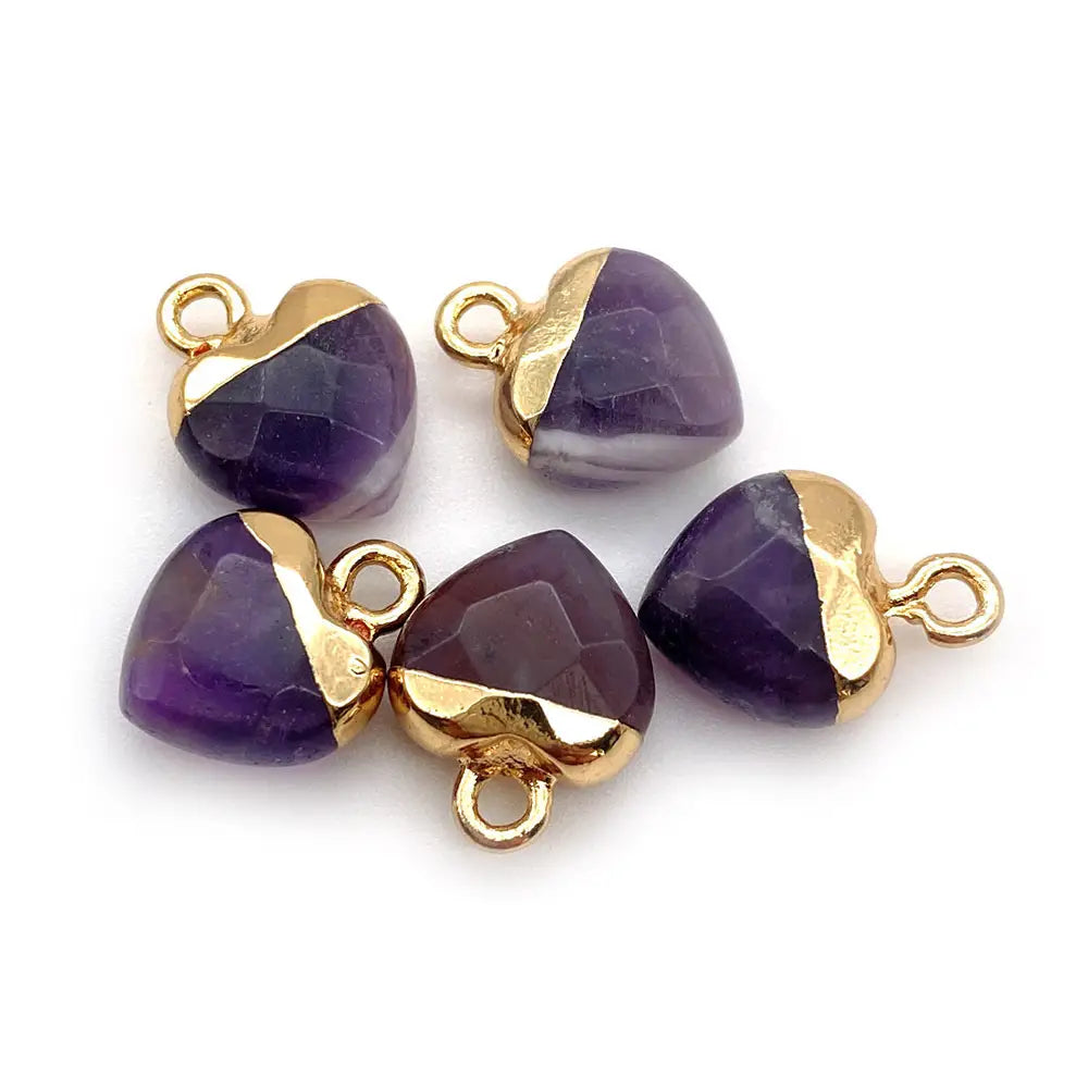 Heart Shape Faced Gemstone Pendant - Assortment 20 Pcs