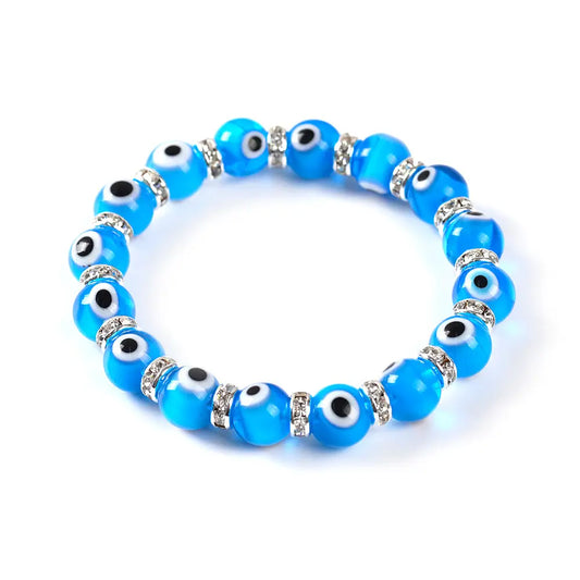 Evil Eye Bracelet - Aqua - 12pcs