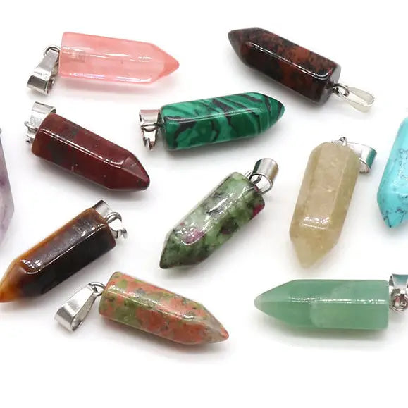 Gemstone Hexagon Column Pendant - Assortment 20 Pcs