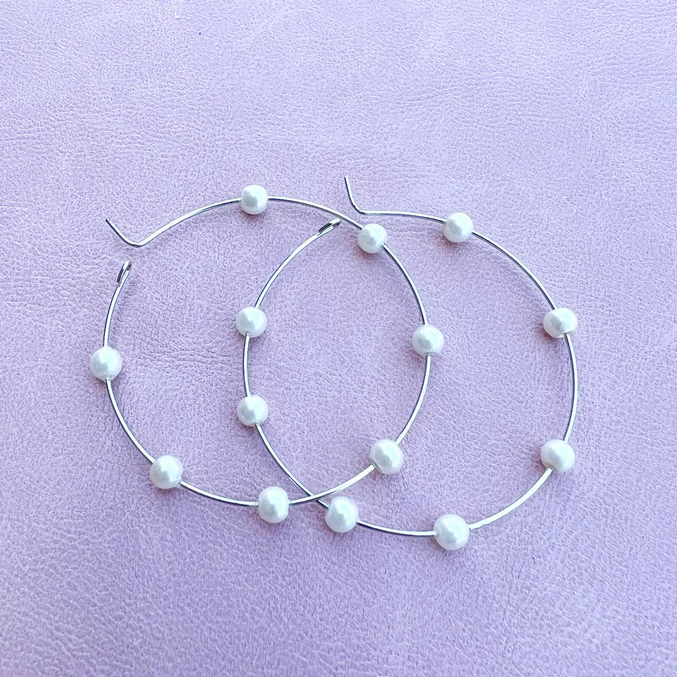 Pearl Hoop Earrings - 10 Pairs