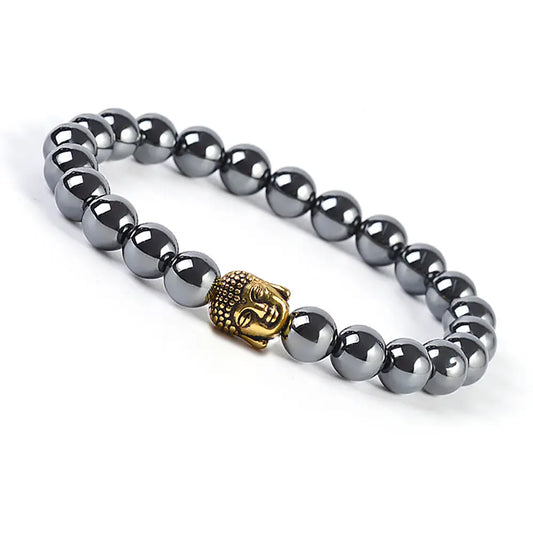 Buddha Bracelet - Hematite - 12pcs