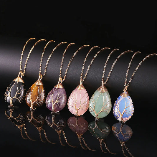 Tree of Life Wire Wrapped Necklace - Assortment 12 Pcs