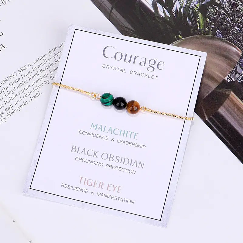 Gold Chain Empowerment Bracelets -Courage - 6 Pcs