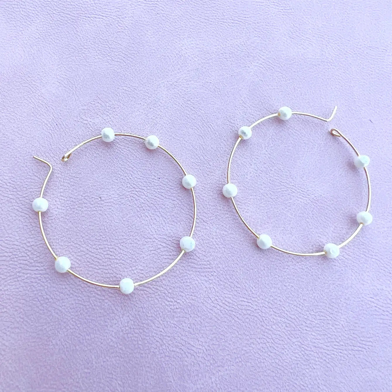 Pearl Hoop Earrings - 10 Pairs