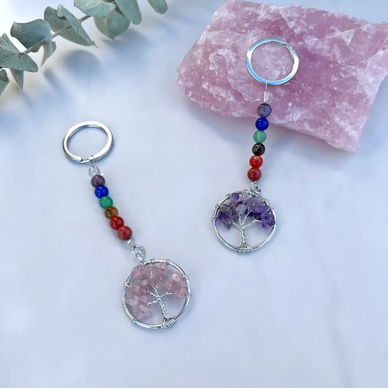 Chakra Gemstone Tree of Life Keychain -12pcs