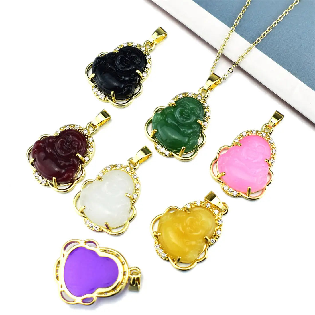 Laughing Buddha Enlightened Necklace - 7 Pcs